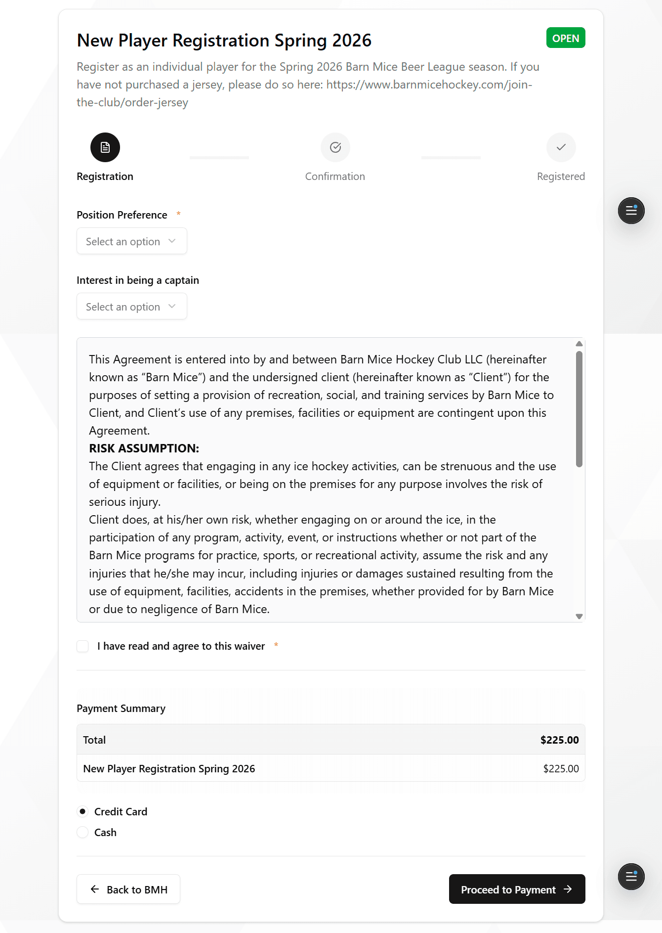 Registration & Payments feature screenshot